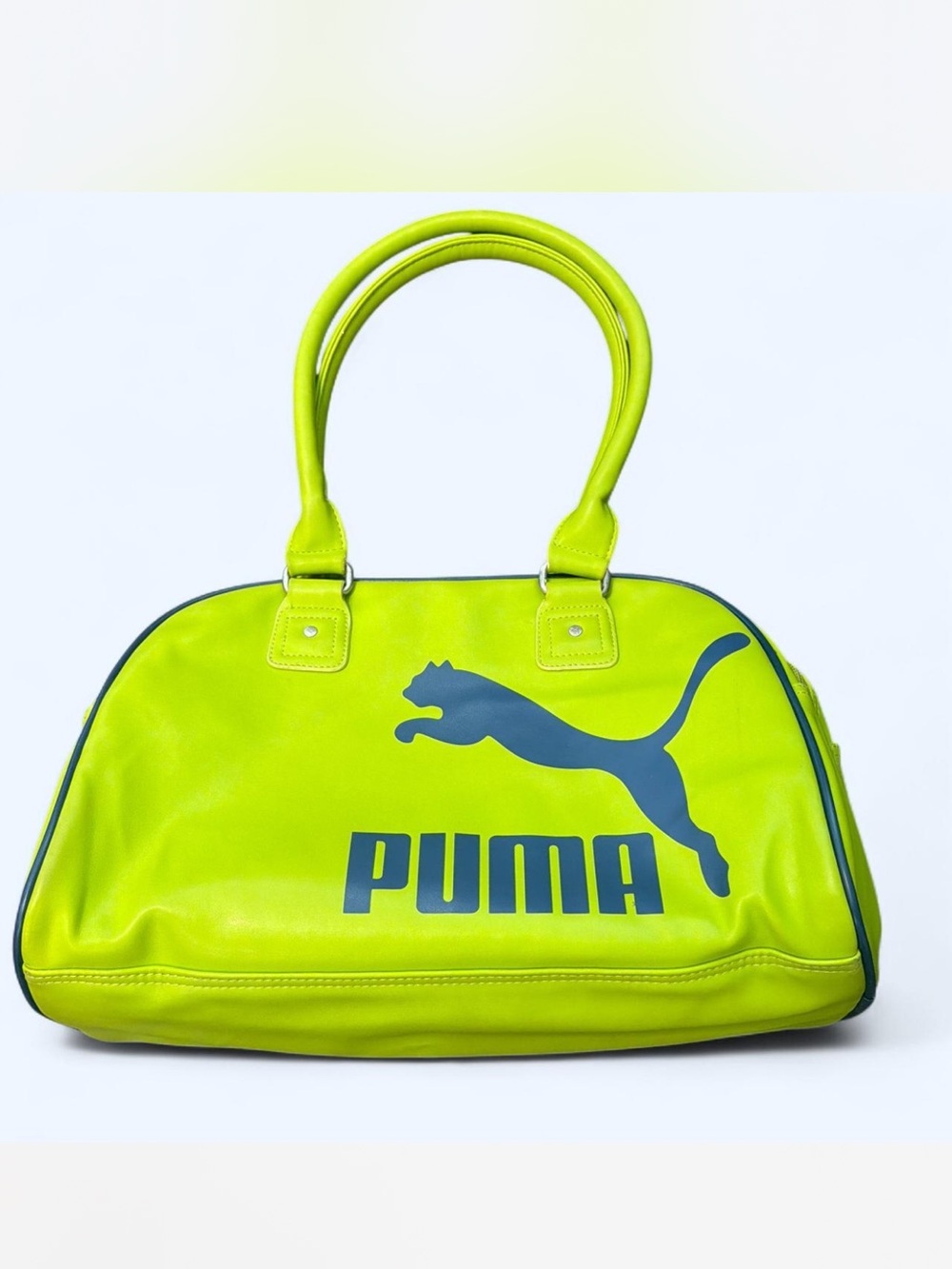 Vintage Y2K Puma Neon Green Blue Bowler Bag